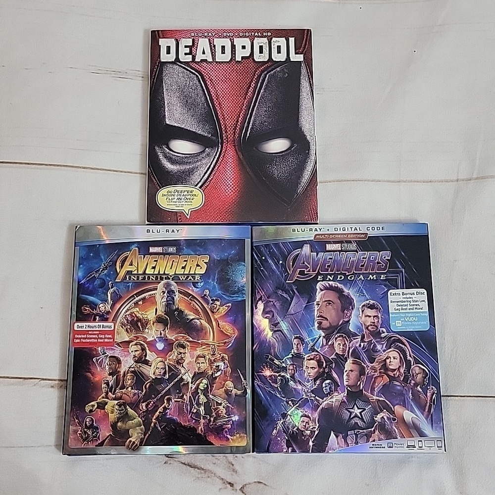Avengers Blu-ray DVD Set Infinity War, Deadpool and Endgame Superheroes Marvel